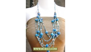 Blue Stone mix Beaded Fashion Necklace